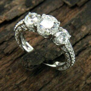 💥925 Silver Plated Round Cut CZ Eternity Ring for Women, MARR9412